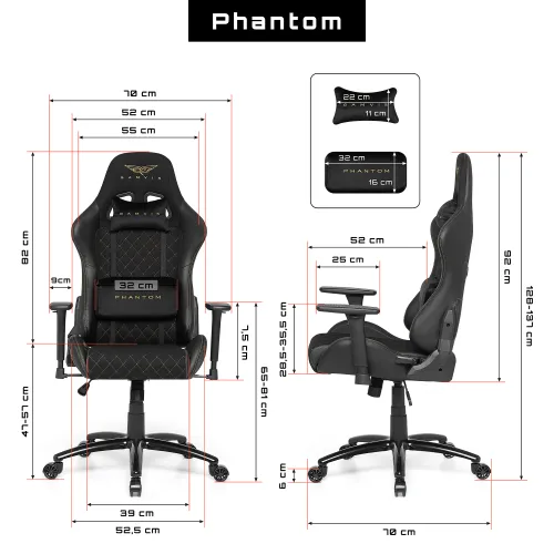 Fotel GAMVIS Phantom Large Czarny (złote elementy)