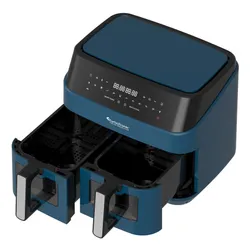 Air Fryer Frytkownica beztłuszczowa TURBOTRONIC TT-DAF6W Niebieski 9l z podwójnym koszem