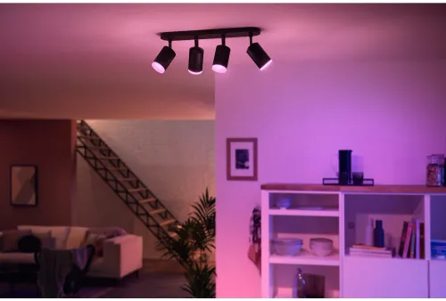 Oświetlenie punktowe Philips Hue White and Color Ambiance Poczwórne Fugato Czarny