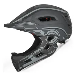 Kask rowerowy WOZINSKY HT-27S Szary Full Face dla Dzieci z odkręcaną szczęką i lampką (rozmiar uniwersalny)
