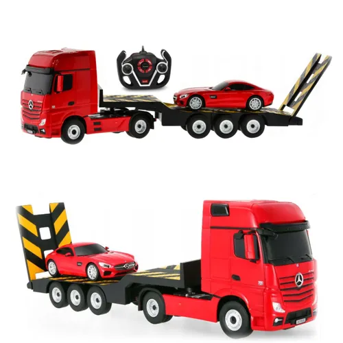 Zdalnie sterowany samochód COIL auto RC pilot duży zestaw 2 auta Mercedes Actros z lawetą 1:24 RTR czerwony