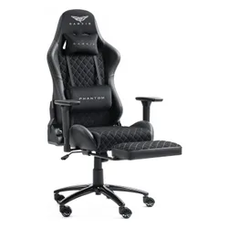 Fotel GAMVIS Phantom Large Czarny (białe elementy) + podnóżek