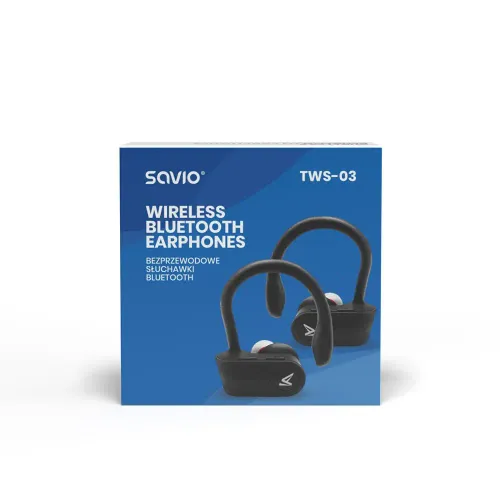 Słuchawki bezprzewodowe Savio TWS-03 Dokanałowe Bluetooth 5.0 Czarny