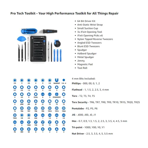 iFixit Zestaw narzędzi do naprawy smartfonów Pro Tech Toolkit (EU145307-4)