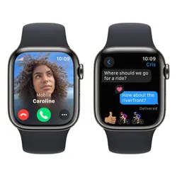 Apple Watch 9 GPS + сотовый 41 мм стальной сильный графит / полночь Спортивный ремешок M / L