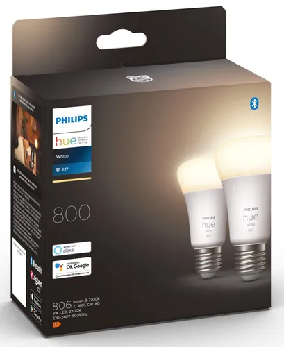 Inteligentna żarówka LED PHILIPS HUE 929001821623 9W E27 Bluetooth, ZigBee (2 szt.)