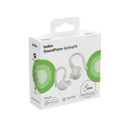 Słuchawki bezprzewodowe Belkin SoundForm ActiveFit Dokanałowe z zaczepami Bluetooth 5.4 Kremowy