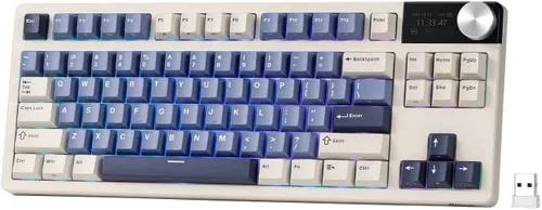 Klawiatura ROYAL KLUDGE RKS85 RGB Hot Swap Beige Switch Biało-niebieski