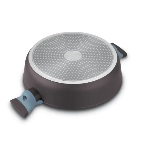 Patelnia na indukcję marmurowa z pokrywką Starke Pro Luxury Grey II 28 cm krótkie uchwyty