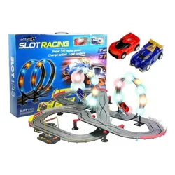 Tor Samochodowy Wyścigowy Slot Cars 2 Autka 1:43 Pętla Lampki Zasilacz