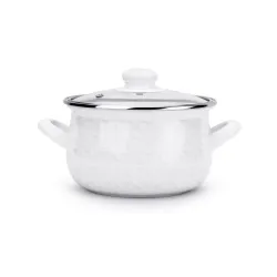 Garnek emaliowany z pokrywką EMALIA POLSKA PLESZEW PYZA DIAMOND BIAŁY 1,9 l