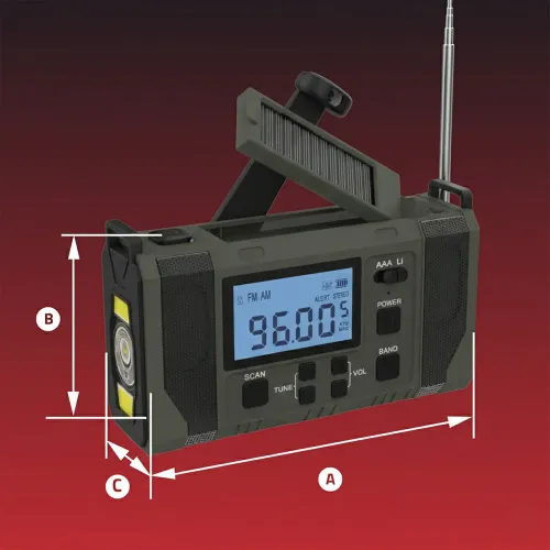 Radioodbiornik Hawk Expedition R20 Na korbkę, Solarne, Latarka, Radio FM Czarny
