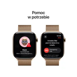 Apple Watch Series 10 GPS + Cellular koperta 46mm tytan złoty bransoleta mediolańska złota M/L