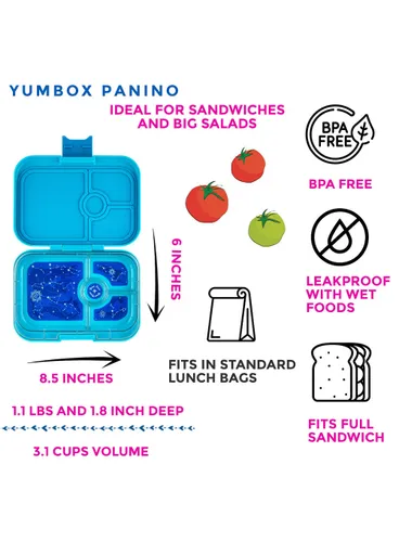 Yumbox Panino Çocuk Öğle Yemeği Kutusu 750 ml-Tropical aqua / panther tray