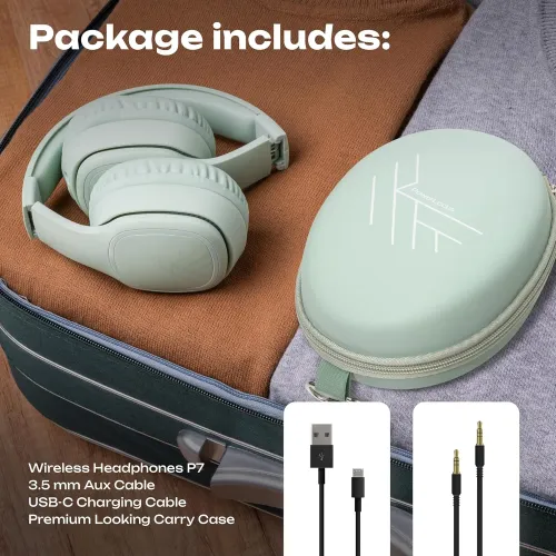 Słuchawki bezprzewodowe PowerLocus P7 Mint Nauszne Bluetooth 5.3 Miętowy