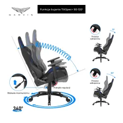 Fotel GAMVIS Phantom Large Czarny (niebieskie elementy)