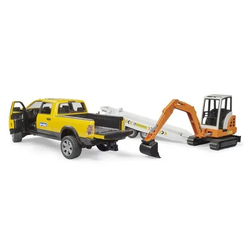 BRUDER Auto Dodge RAM 2500 Service z przyczepką i mini koparką