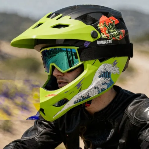 Kask KAMIKAZE Ronin Zielony Full Face (rozmiar M)