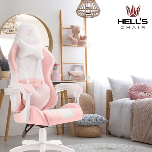 Fotel gamingowy HELL'S CHAIR Rainbow 2.0 Różowo-Biały