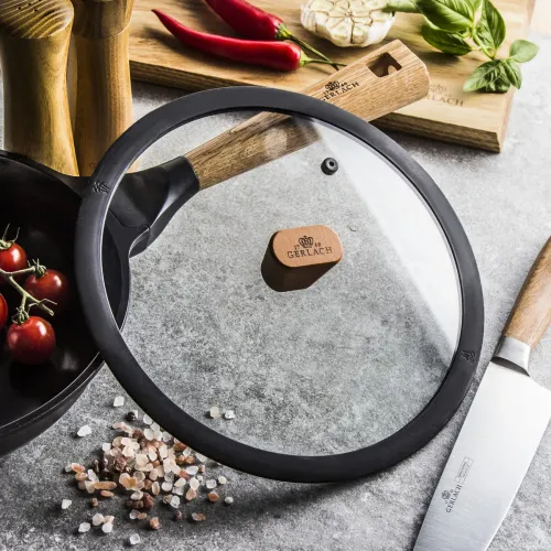GERLACH Natur 24 cm - patelnia ceramiczna nieprzywierająca z pokrywką
