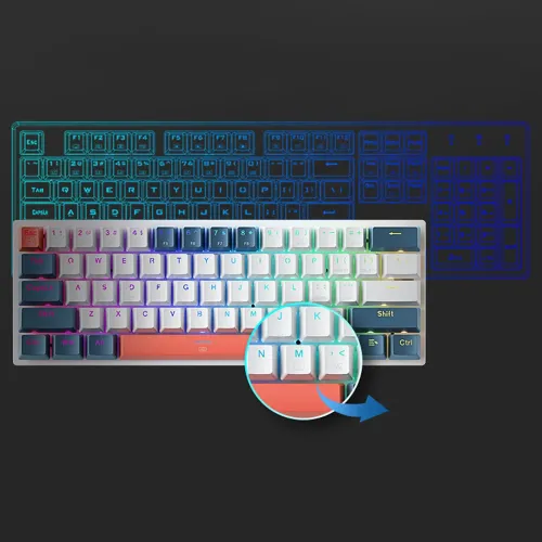 Klawiatura mechaniczna Machenike K500-B61 Gamingowa Przewodowa Red Switch Niebiesko-biała