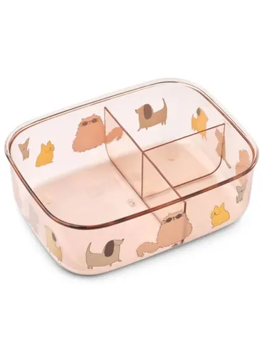 Dziecięcy pojemnik na jedzenie Liewood Arthur Tritan Lunchbox - cats and dogs / sandy