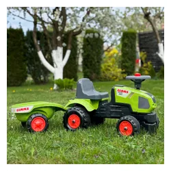 Falk Traktorek Baby Claas Axos 310 Zielony z Przyczepką od 1 roku
