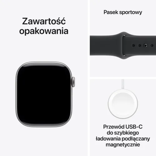 Smartwatch Apple Watch Series 11 GPS 46mm z aluminium Gwiezdna szarość Pasek sportowy Czarny M/L DEMO