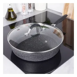 Patelnia granitowa nieprzywierająca z pokrywką STONER 28 cm