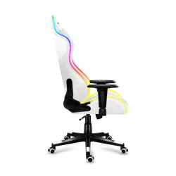 Fotel Huzaro Force 6.2 RGB LED Gamingowy do 130kg Tkanina Biały