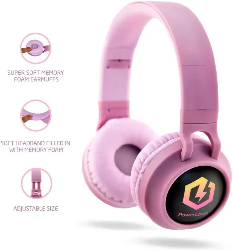 Słuchawki bezprzewodowe PowerLocus Buddy Kids Nauszne Dla Dzieci Bluetooth 5.3 Różowy