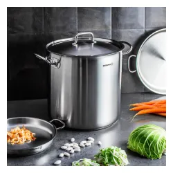 Garnek gastronomiczny ze stali nierdzewnej z pokrywką KORKMAZ PROLINE 16,5 l