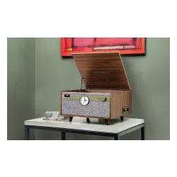 Gramofon Victrola Century Signature+ 6-in-1 VTA-835SB-WLN-INT Manualny Napęd paskowy Bluetooth CD Kaseta Orzech