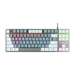 Klawiatura gamingowa Rampage Snug Blue przewodowa mechaniczna podświetlana biało-szara