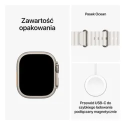 Apple Watch Ultra 2 GPS + Cellular 49mm koperta tytanowa + opaska Ocean (biały) (CPO)