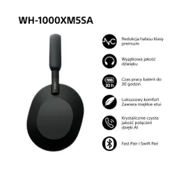 Słuchawki nauszne SONY WH-1000XM5SA ANC Czarny