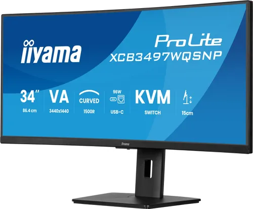 Monitor IIYAMA ProLite XCB3497WQSNP-B1 34" 3440x1440px 120Hz 0.4 ms [MPRT] Curved + Norton Small Business