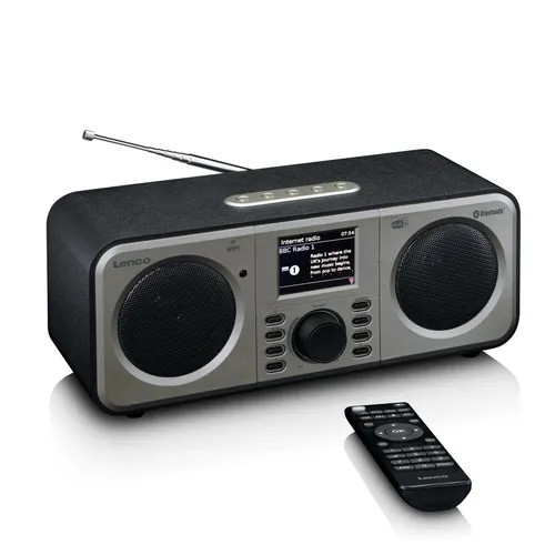 Radioodbiornik Lenco DIR-141BK Radio FM DAB+ Internetowe Bluetooth Czarno-srebrny