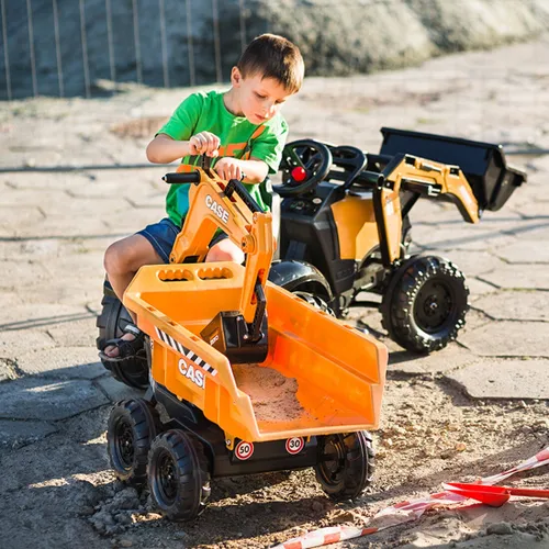 Falk Traktor Case IH Backhoe Pomarańczowy z Przyczepką Ruchoma Łyżka od 3-7 Lat