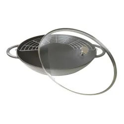 STAUB Cast 37 cm - patelnia / wok żeliwny z pokrywką