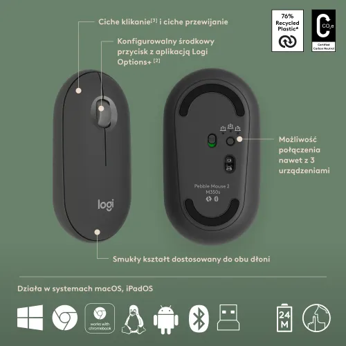 Zestaw Logitech Pebble 2 Combo (grafitowy)