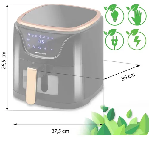 Frytkownica beztłuszczowa Air Fryer BERDSEN BD-652 5l Czarno-złoty