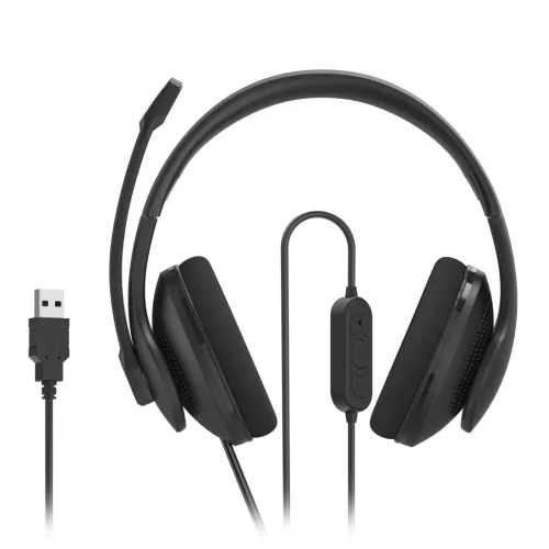 Słuchawki przewodowe z mikrofonem Hama HS-USB300 V2 Biurowe USB-C Nauszne Czarny