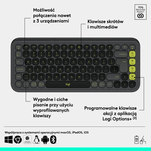 Klawiatura membranowa Logitech POP Icon Keys Grafitowy