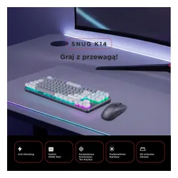 Klawiatura gamingowa Rampage Snug KRGD Red Switch przewodowa mechaniczna podświetlana szaro-biała