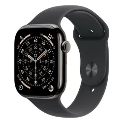 Apple Watch 11 GPS + Cellular 42mm koperta z tytanu (łupek) + pasek sportowy rozmiar M/L (czarny)