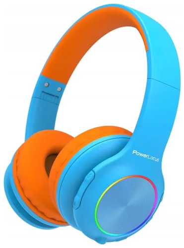 PowerLocus PLED Bezprzewodowe Słuchawki Bluetooth dla dzieci z LED niebiesko-pomarańczowe