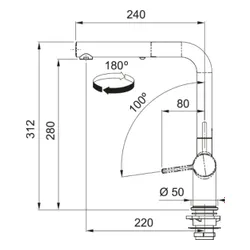 Bateria FRANKE Active L Pull-out spray 115.0653.384 Onyx