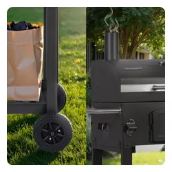 Grill węglowy ogrodowy Berdsen BD-891 komin żeliwny ruszt z pokrywą popielnik + termometr