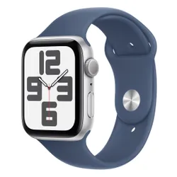 Apple Watch SE 2gen GPS 44mm koperta z aluminium (srebrny) + pasek sportowy rozmiar S/M (denim) 2024 (CPO)